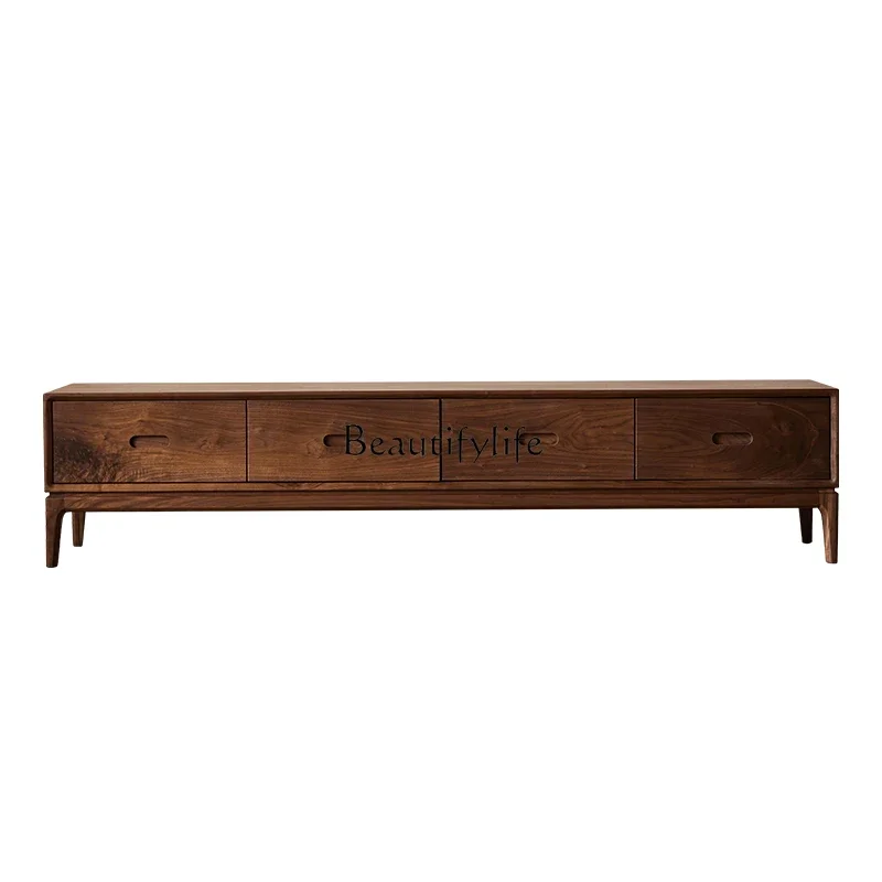 

FG26Solid wood TV cabinet Nordic modern North American black walnut living room furniture floor cabinet simple