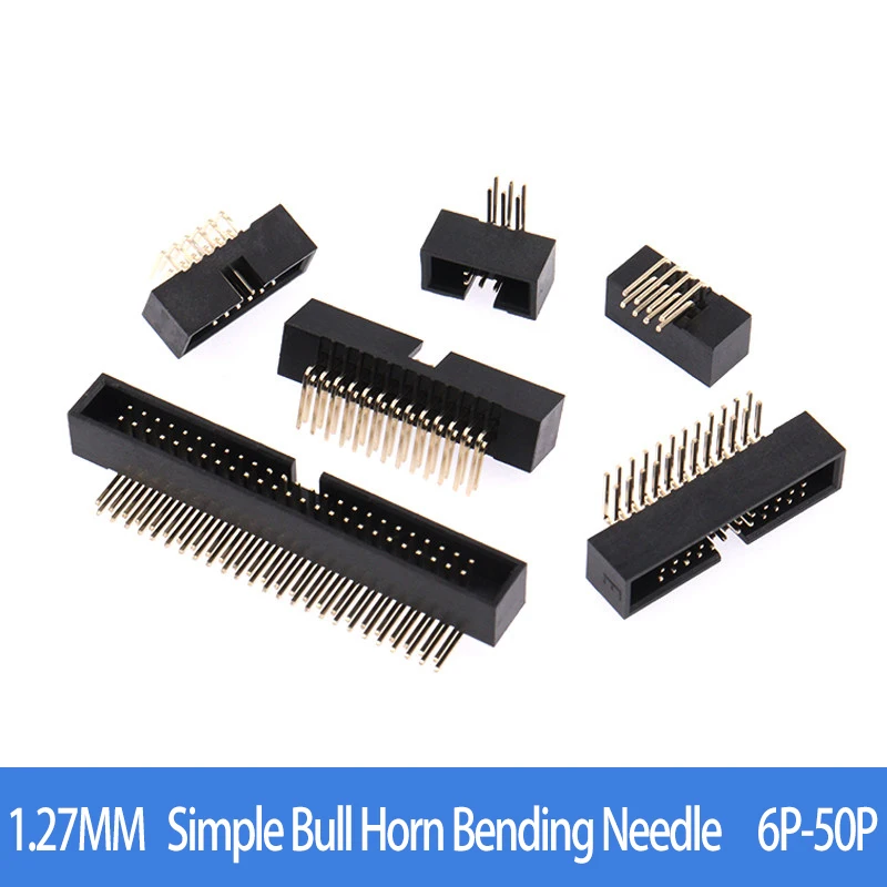 1.27MM Simple Cow Horn seat Bent needle DC3 Simple cow socket 6P/8P/10P/12P/16P/20P/34P/50P wiring terminal connector