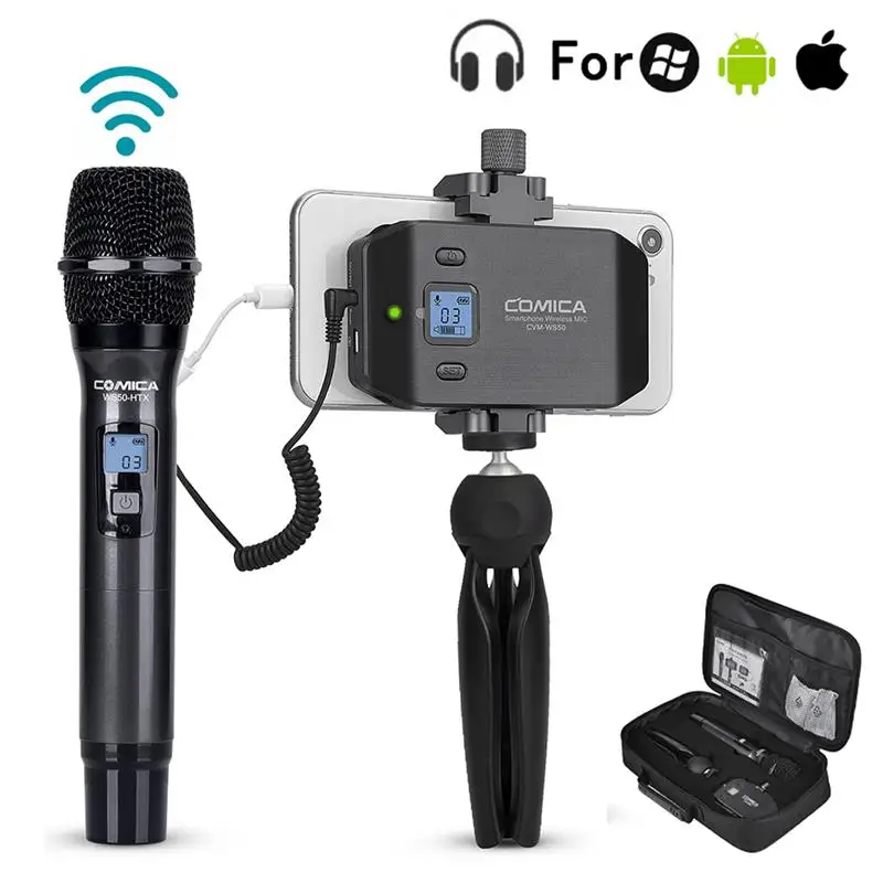 Top CVM-WS50H Multi-Channels Smartphone Wireless Microphone with Hand-held Transmitter 6 Channels 60m Working Distance