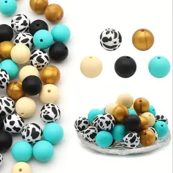 45 pz 15mm Stampa Leopardo Perline di Silicone Circolare Perline Sparse Per La Produzione di Gioielli FAI DA TE Anti Goccia Portachiavi Braccialetto A Catena Fatto A Mano