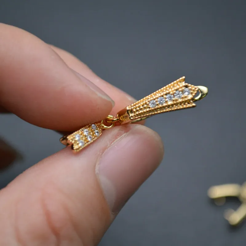 30pc Metal Brass Lever-back Earring Hook Clasps with Dangle Pendant Clip Gold Rhodium Silver Color CZ Paved Jewerly Findings