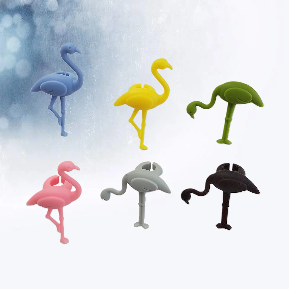 6 Pcs Flamingo Wine Glass Tags Silicone Drink Marker Party Accessories Glass Recognizer Flamingo Shape Wine Glass Charms Kitchen