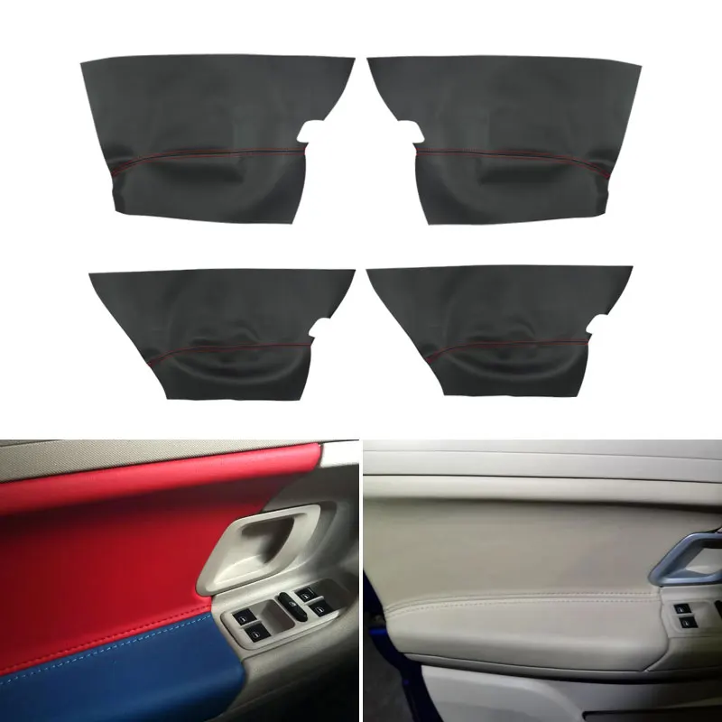 4Pcs Door Handle & Armrest Panel Cover for Skoda Fabia 2008-2014 - Microfiber Leather Interior Protective Trim