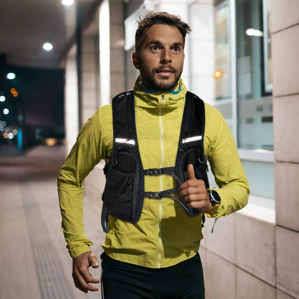 Functional Tactical Vest Reflective Storage Phone Bag Chest Bag with Pocket Backpack Vest Fashion Waistcoat for Cycling Running