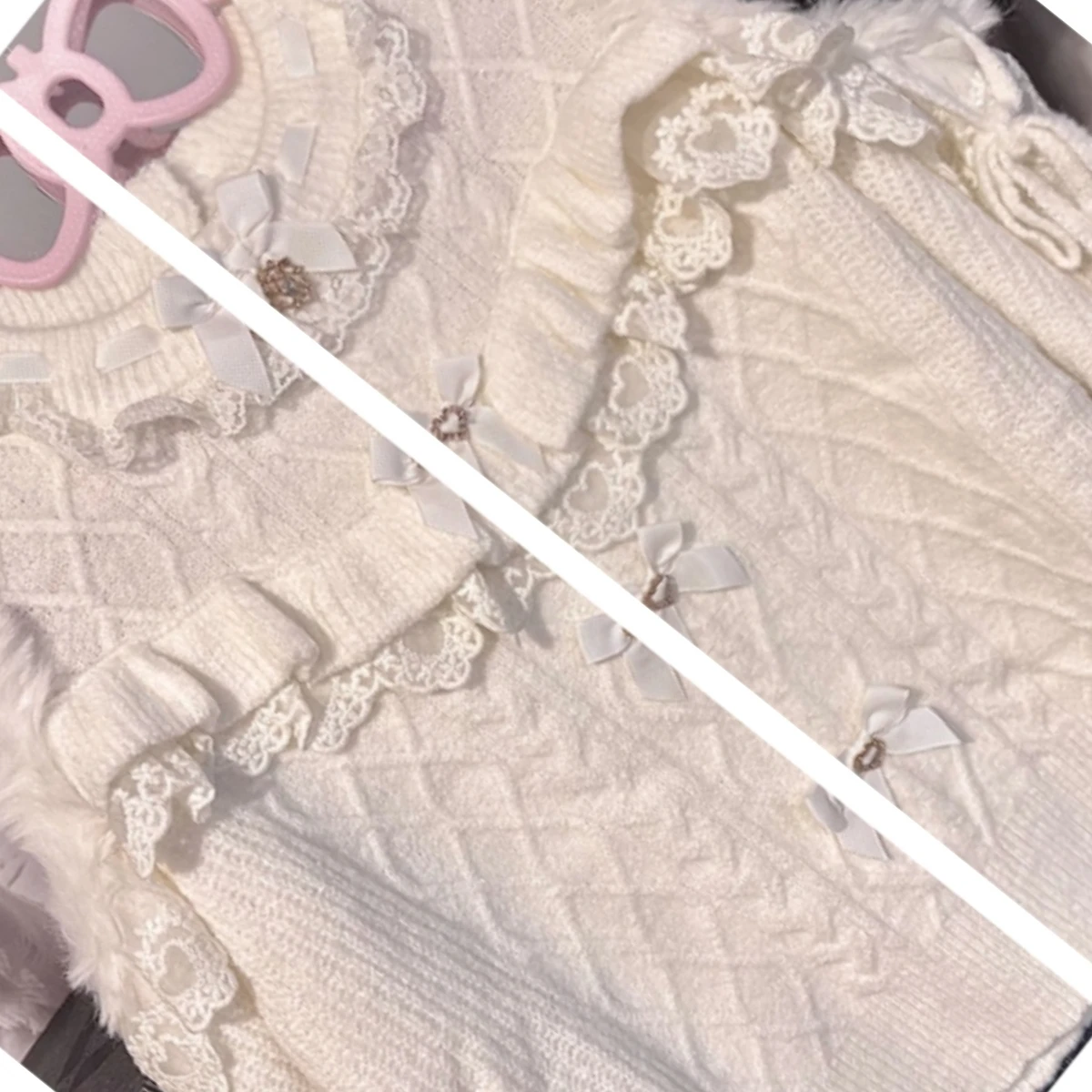 الحلو فتاة تنوعا طويلة الأكمام البلوز الخريف الشتاء جديد اليابانية ليز نمط خارج الكتف Bowknot أفخم محبوك القمم #2