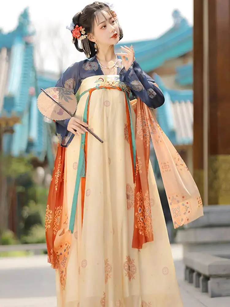 จีนโบราณ Hanfu ผู้หญิง one-piece เย็บปักถักร้อยฟื้นฟูหวานและน่ารัก Hanfu คอสเพลย์ปาร์ตี้เครื่องแต่งกาย