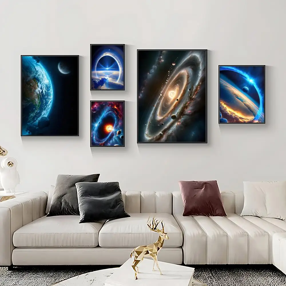 Cosmic Space Poster HD Self-Adhesive Waterproof Frameless Wall Art for Home Office Dorm Bedroom Ideal Gift