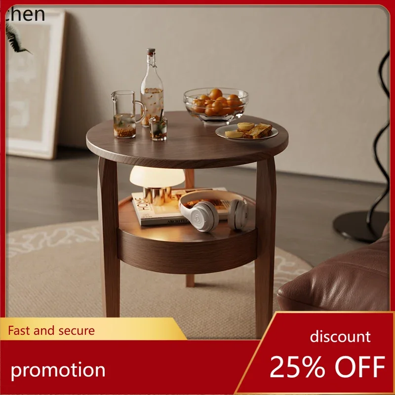 

HXL Solid wood edge sofa coffee table living room small round table creative side table