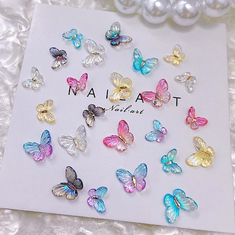 Aurora 3D Nail Art Charms, Papillon Coloré, Accessoires, Pièces pour N64.Décoration, Design, Fournitures de Manucure, Matériel, Outil, 30 Pcs