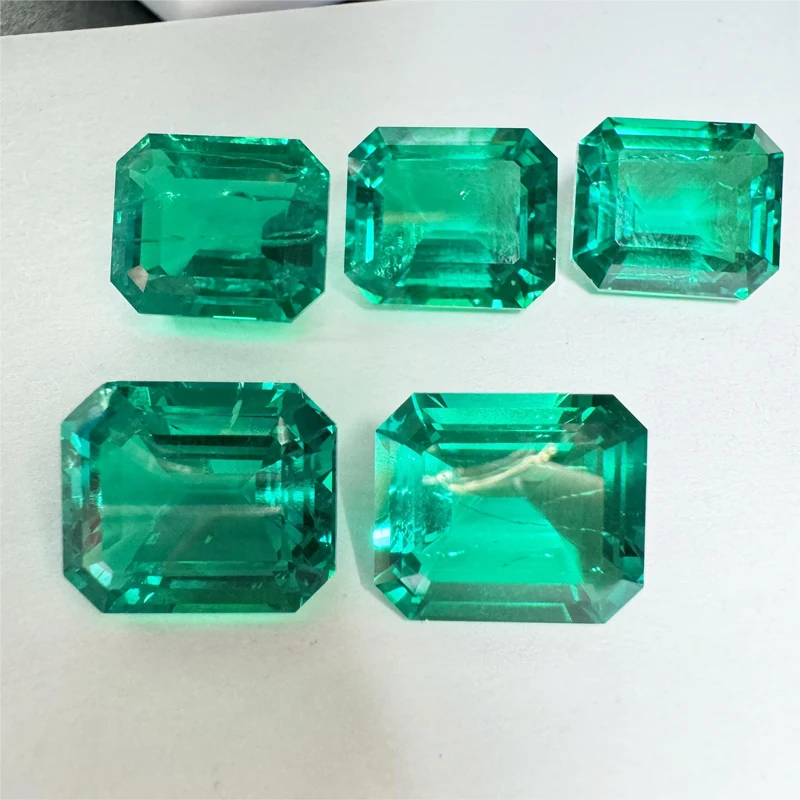 Lab Grown Green Color Gemstones Columbia Emerald Gemstone Charms Beads  for Diy Jewelry Making Selectable AGL Certificate