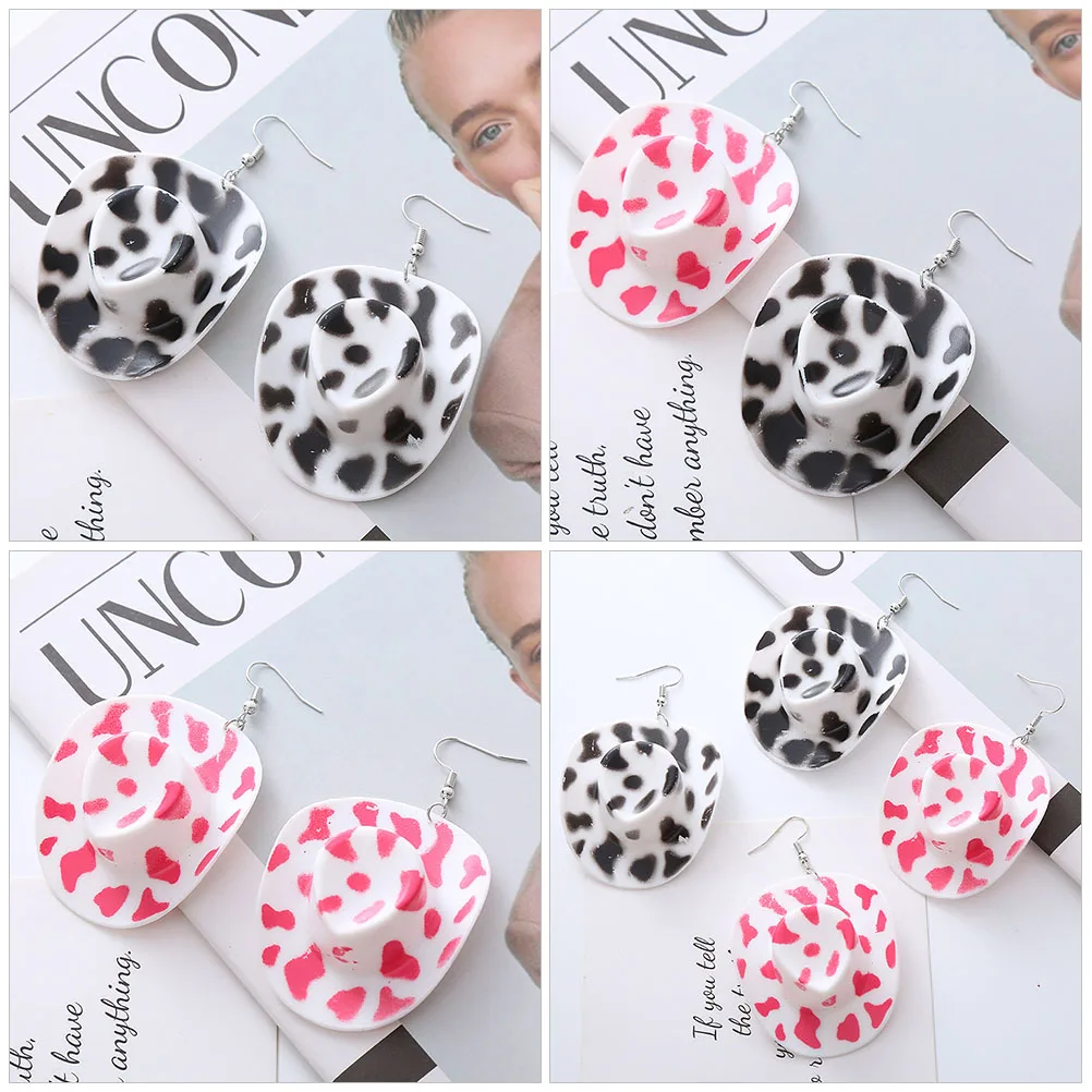 

Cowboy Hat 6 Pairs Earrings For Women Women Dangle Jewelry Gift Festive Decoration Cow Print Accessories