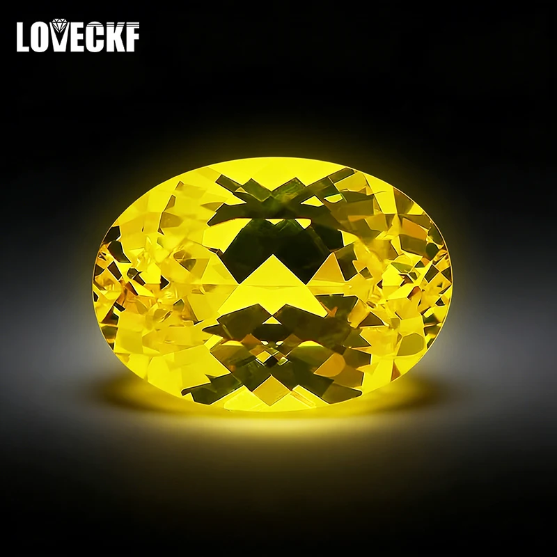 Lemon Yellow Yttrium Aluminium Garnet Gemstone Oval Shape Lab Diamond YAG Gems for Jewelry Making