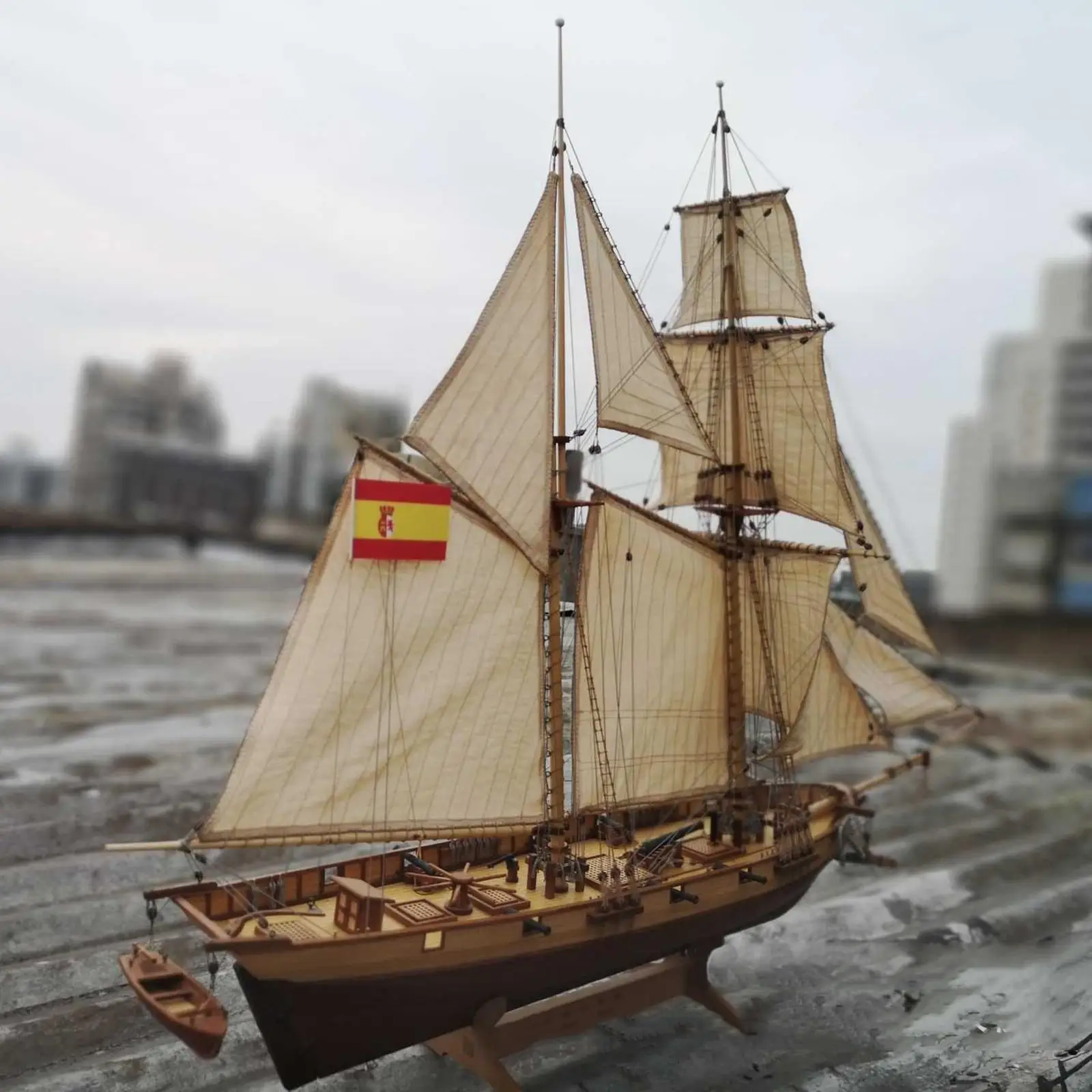 1:100 / 1:148 Wooden Ship Assembly Model DIY Kit Sailing Home Desktop Room Sailboat Decor Ship Model Set for Kids Adults Gifts