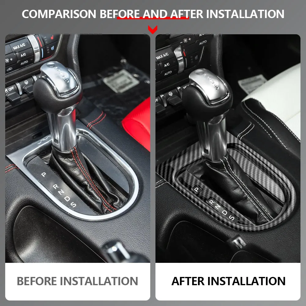 Car Gear Shift Panel Cover Trim for Ford Mustang 2015 - 2023 LHD Gear Shift Knob Panel Decorative Sticker Interior Accessories