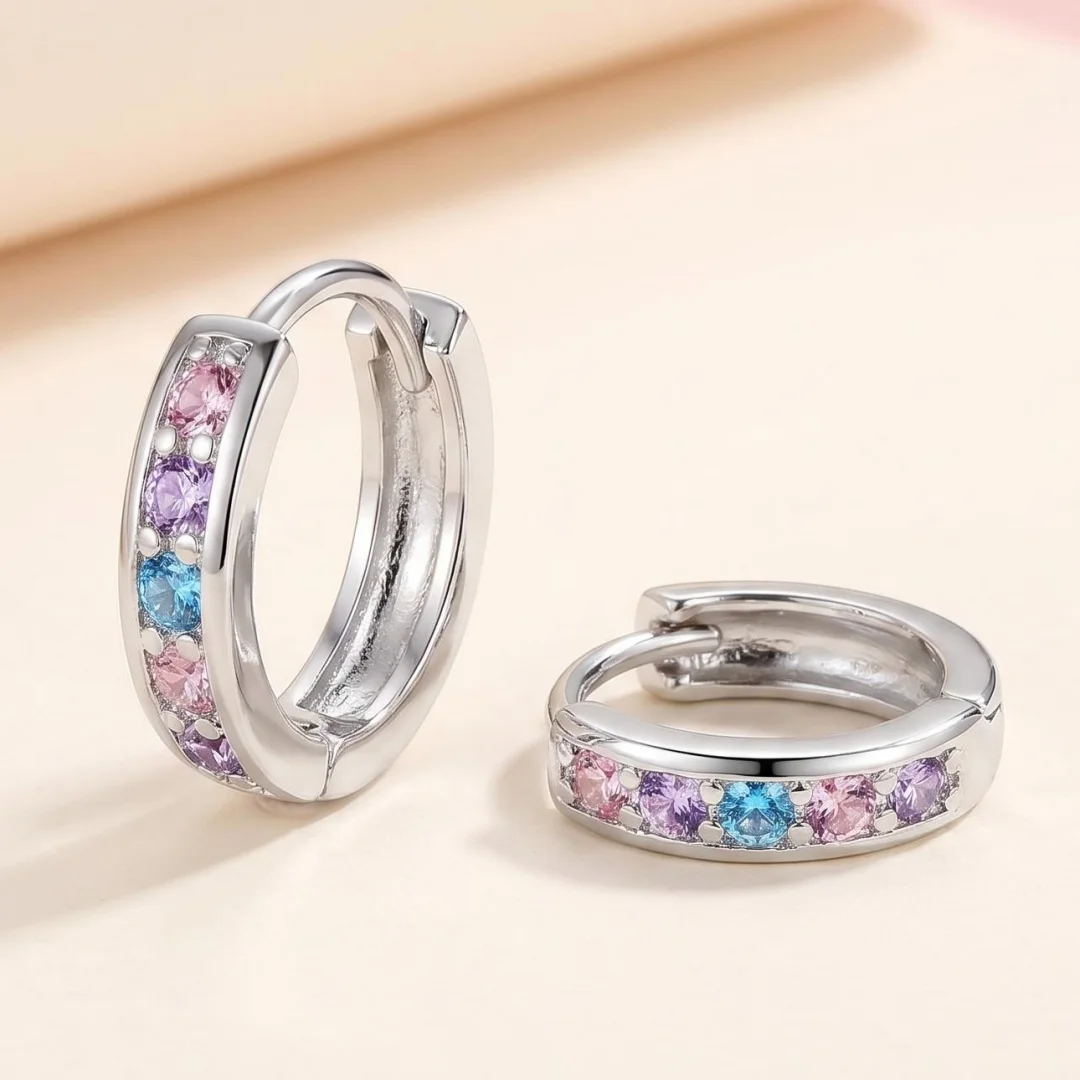 Ohrringe aus 925er-Sterlingsilber, luxuriös, bunt, mit Zirkon für Damen, Hochzeitsschmuck, klassische Verlobungsgeschenke für Frauen, Party-Mode
