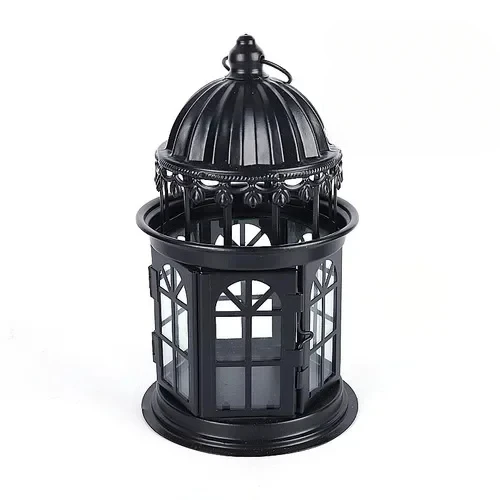 Metal Luxury Candle Holder Vintage Scented Stick Holder Wicks Candle Jars Lid Glass Centro De Mesa Lanterns Home Decor MZY