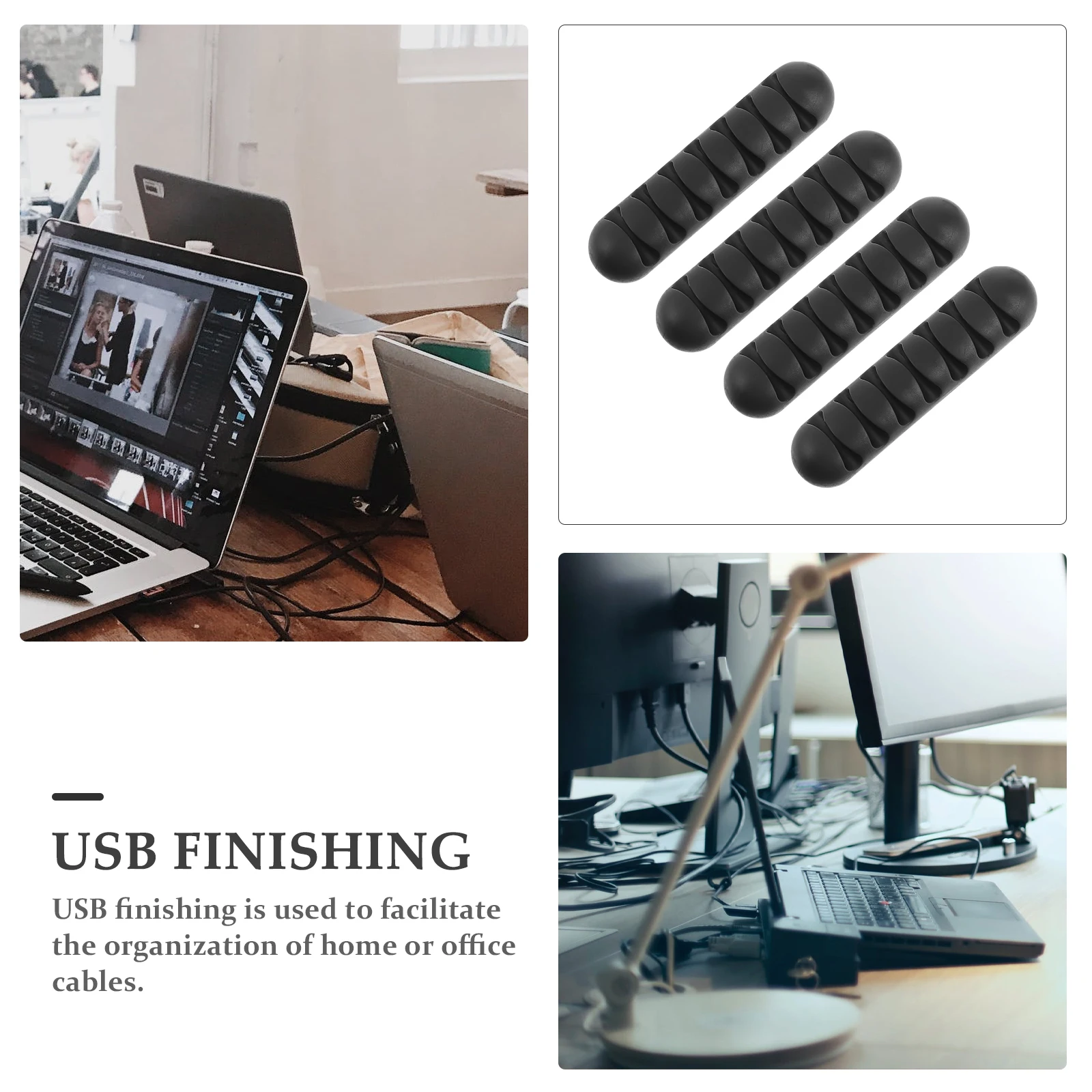 

4 Pcs Cable ganizer Holder Wire Fixer USB Clips Tools Fasten Desktop Cord Manager White Small Light Adhesive Design