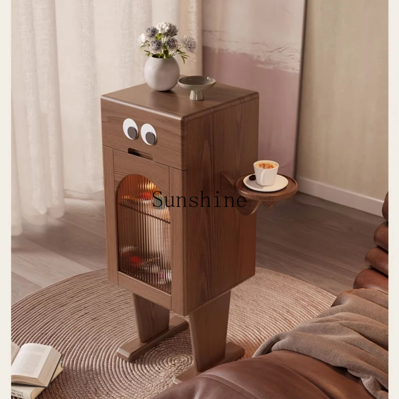 Solid wood fork waist bucket lying robot crooked cabinet light luxury storage living room side cabinet