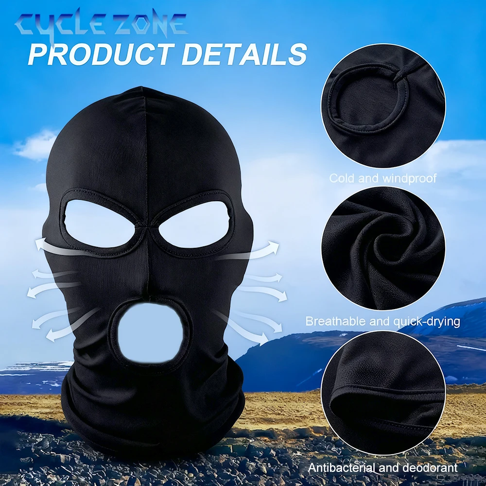 Sturmhaube, 3-Loch-Vollgesichtsmaske, Skimaske für Männer und Frauen, atmungsaktiv, Motorrad, Radfahren, Reiten, Sport, Sturmhaube, UV-Schutzmaske – Detail 2
