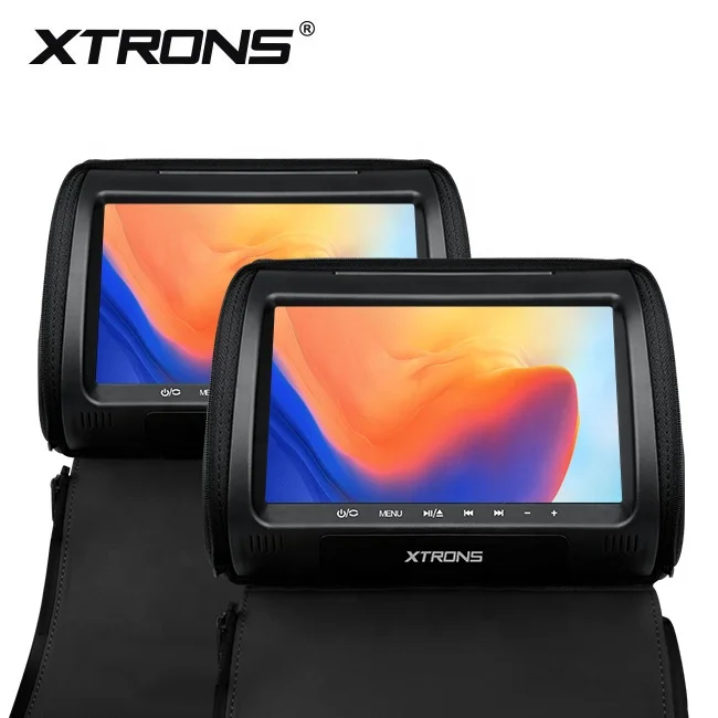 XTRONS 2X9 بوصة أسود اللون مسند الرأس شاشة سيارة مشغل ديفيدي للسيارة مع أزرار اللمس/SD/USB شاشة المقعد الخلفي للسيارة #1