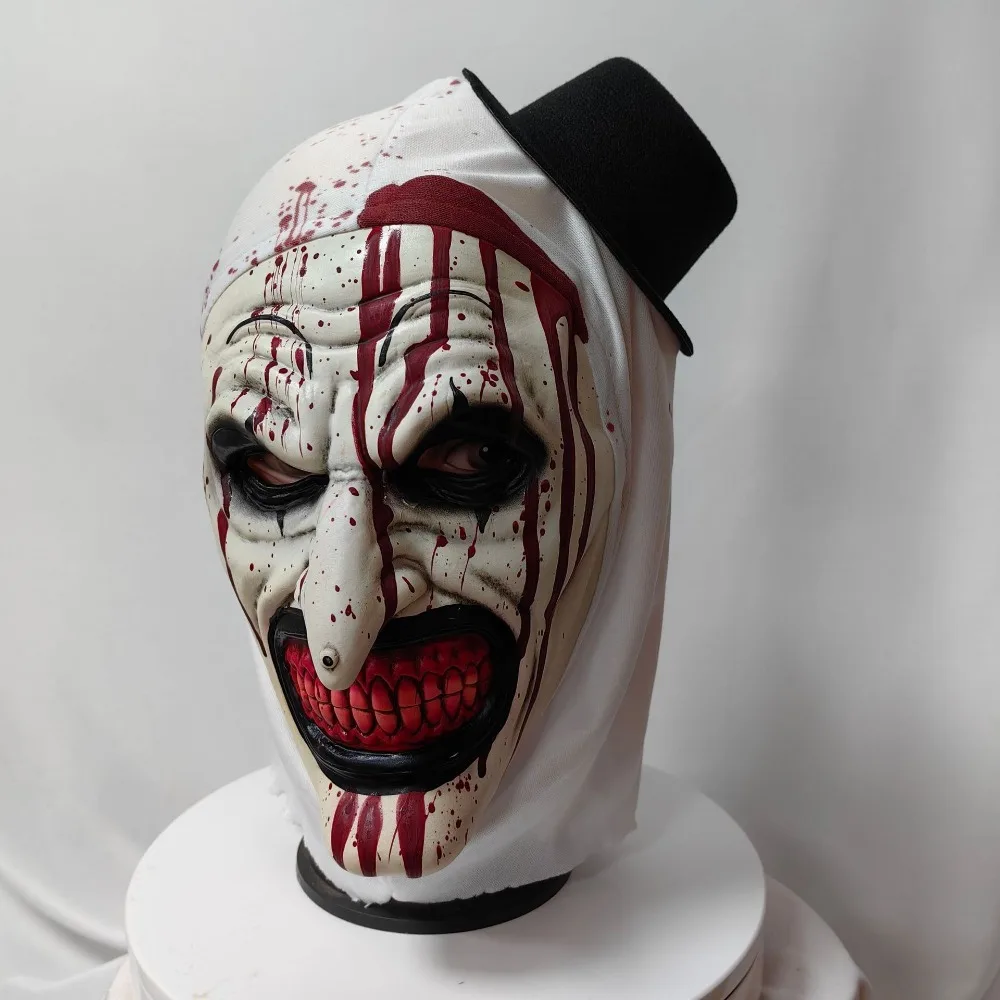 Hochwertige Latex-Gruselmaske für Cosplay, realistische Unisex-Halloween-Clown-Maske, blutige Requisiten für Geisterhäuser – Detail 8