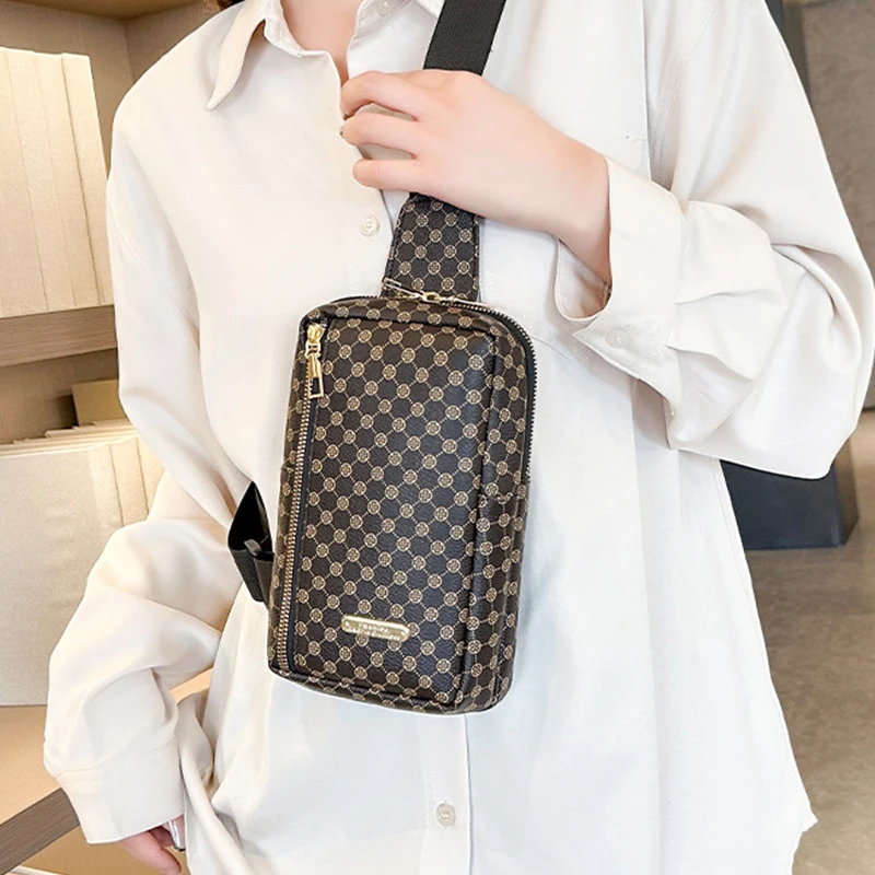Compact Retro Printed Crossbody Sling Bag Smooth Metal Zipper, Portable Chest Pack for Motorbike Travel Leisure Strolls - view 5