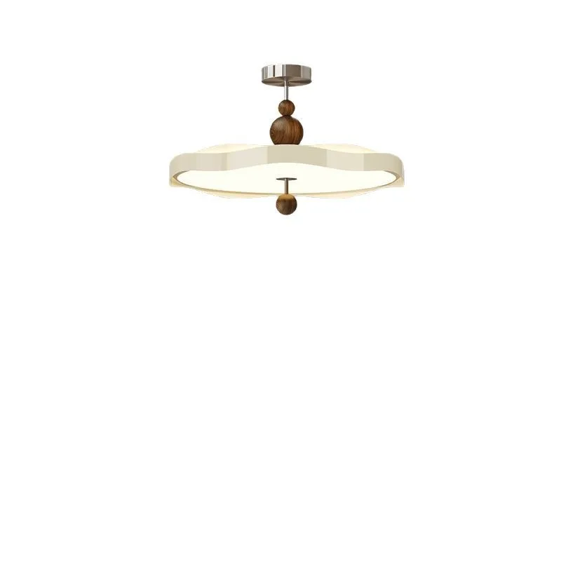 

Medieval wabi-**** wind bedroom chandelier cream wind flying saucer ceiling light French retro walnut pattern dining