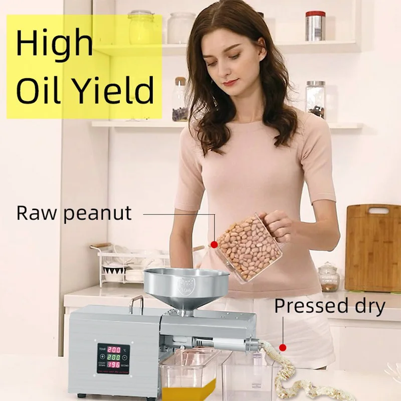 Prensa de aceite pequeña para el hogar, Extractor de aceite de semillas, colza, maní, oliva, prensa de aceite vegetal, máquina para hacer aceite de prensa en caliente y fría