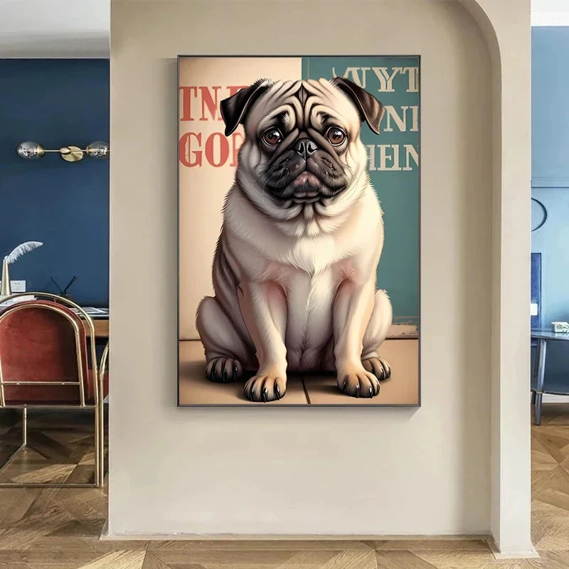 

Cute and Funny Dog Canvas Painting Art Posters and Vintage Animal Printed Pictures for Living Room and Bedroom Home Decoration