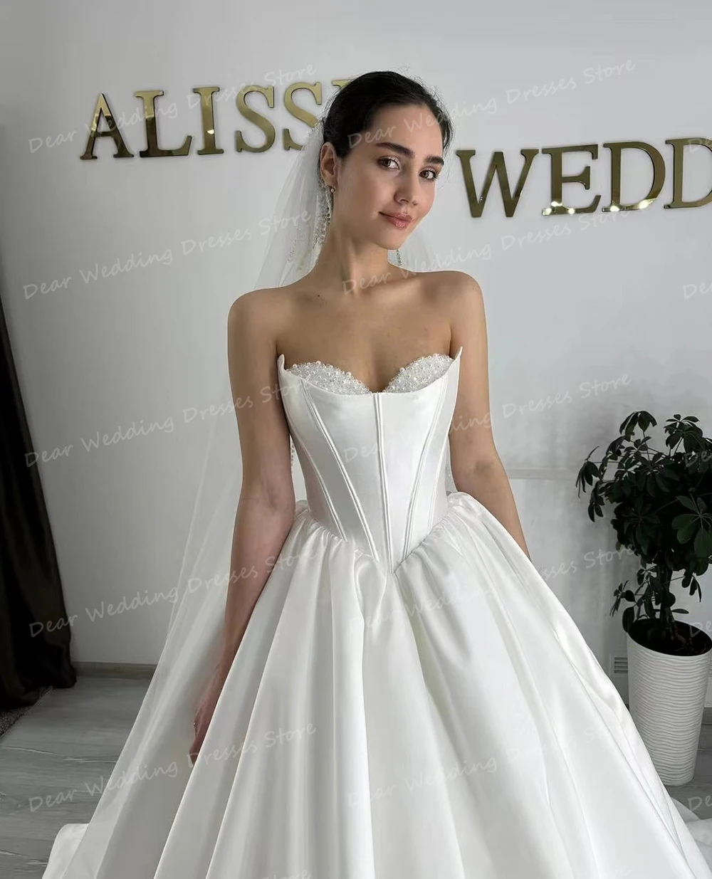 Luxury Sweetheart Wedding Dresses A Line Sexy Beading Sleeveless Woman‘s Bridal Gowns Formal Satin Elegant Robe De Mariée 2024