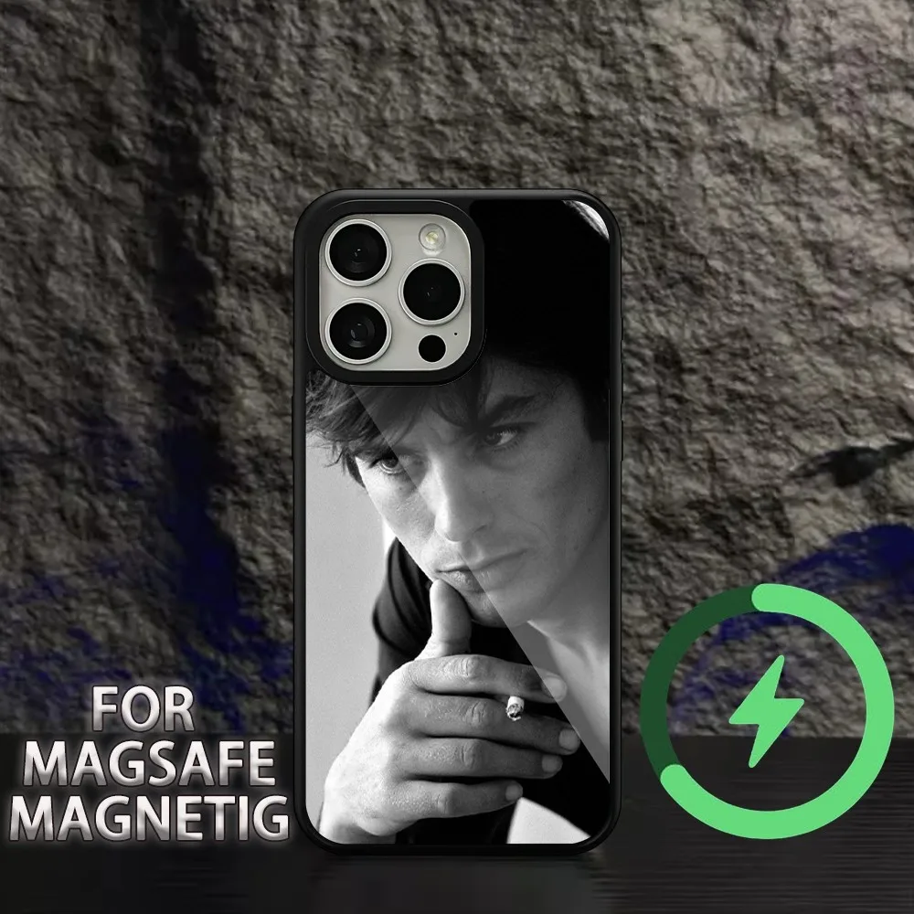 alain delon Phone Case For iPhone 11 12 13 14 15 Plus Pro Max Charging Magsafe Magnetic Wireless Cover