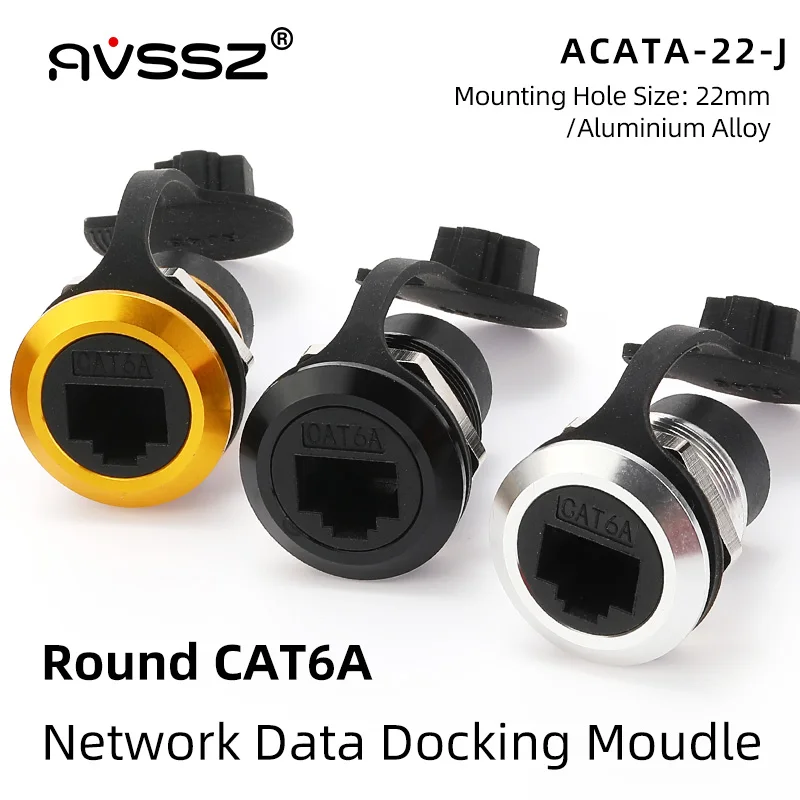 AVSSZ Network RJ45 CAT6 CAT6A Data Connector Socket Docking Module Jack Female to Female Receptacle Installation Hole Size 22mm