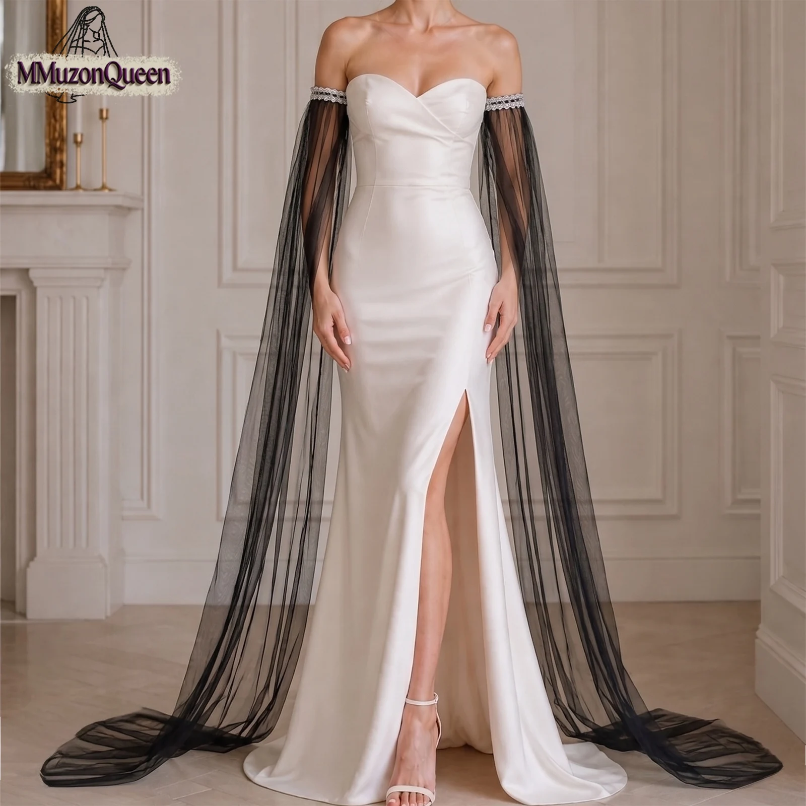 

TOPQUEEN Wedding Sleeves Detachable Elegant Mangas Para Vestidos Desmontables With Sequins And Beads Bride Accessories Mm04