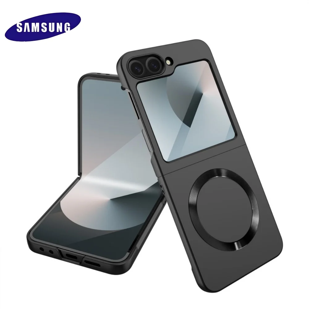 כיסוי טלפון מגנטי דק מאוד, ידידותי לעור, בגימור מט, לסמסונג גלקסי Z Flip6, צבע אחיד, עמיד בפני זעזועים, כיסוי קשיח מפלסטיק