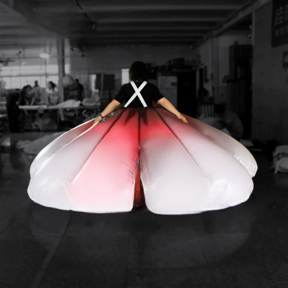 Dancing Party  Lighting Inflatable Performance  Skirt Suits LED Clothing White Walking Blow Up Flower Costume For Stage