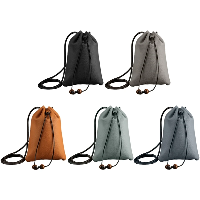 Retro PU Leather Coin Bag With Drawstring Crossbody Purse Fashion Shoulder Bags