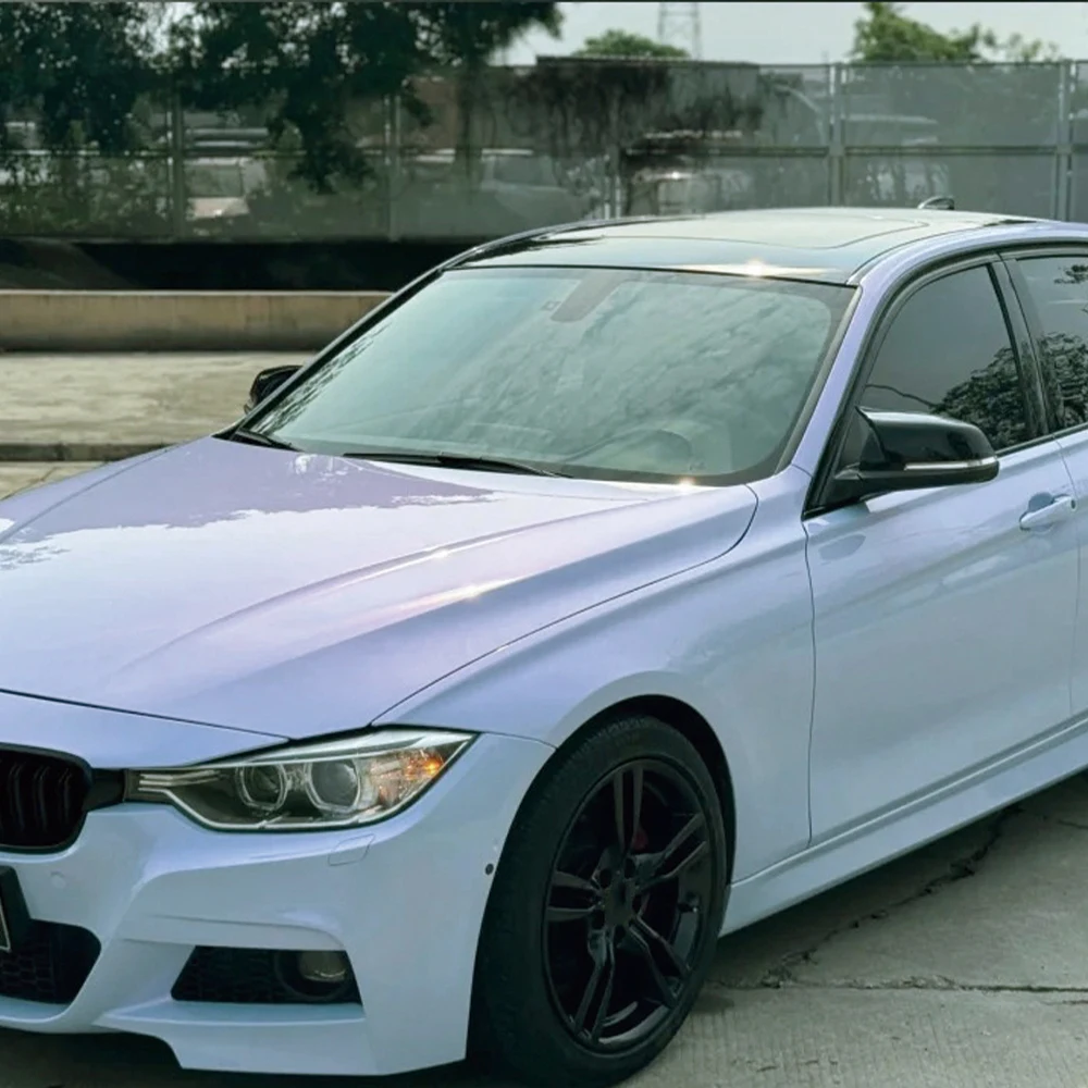 Penutup Film Mobil PET Pembungkus Vinil Tahan Air Stiker Perekat Ungu Berkabut Mutiara Ajaib untuk Aksesori Mobil Kustomisasi Sepeda Motor