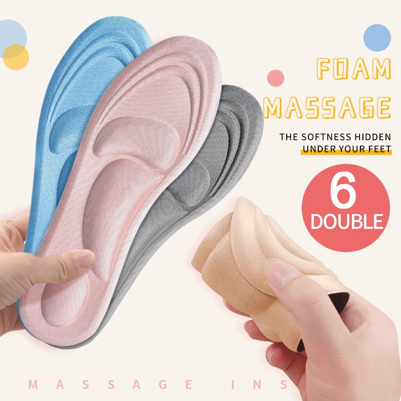 6pcs Memory Foam Orthopedic Insoles for Shoes Antibacterial Deodorization Sweat Absorption Insert Sport Shoes Running Pads