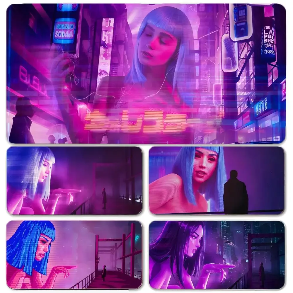 Cyberpunk Futuristic B-Blade Runner Mouse Pad Large Gaming Mousepad with Thick Stitched Edge Non-Slip Desk Mat