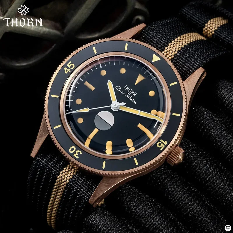 THORN Watch For Men Hygrometer CUSN8 Tin Bronze Diving Watch NH35A Movement Automatic Mechanical Sapphire Glass 200M Waterproof