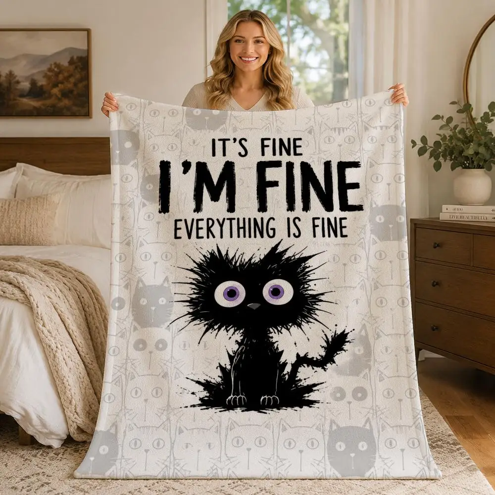 Self-motivated cat Throw Blankets Soft Warm Flannel Blanket Bedding for Bed Living room Home Sofa