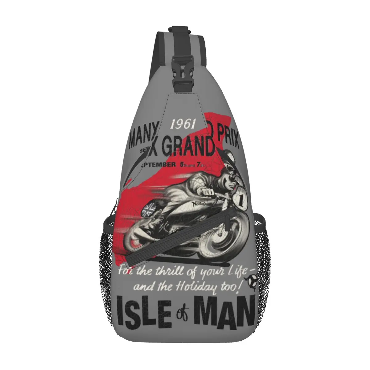 

Isle Of Man Manx Flag Crossbody Sling Bags Casual Chest Bag Vintage Motorcycle Shoulder Backpack Daypack Hiking Travel Biking