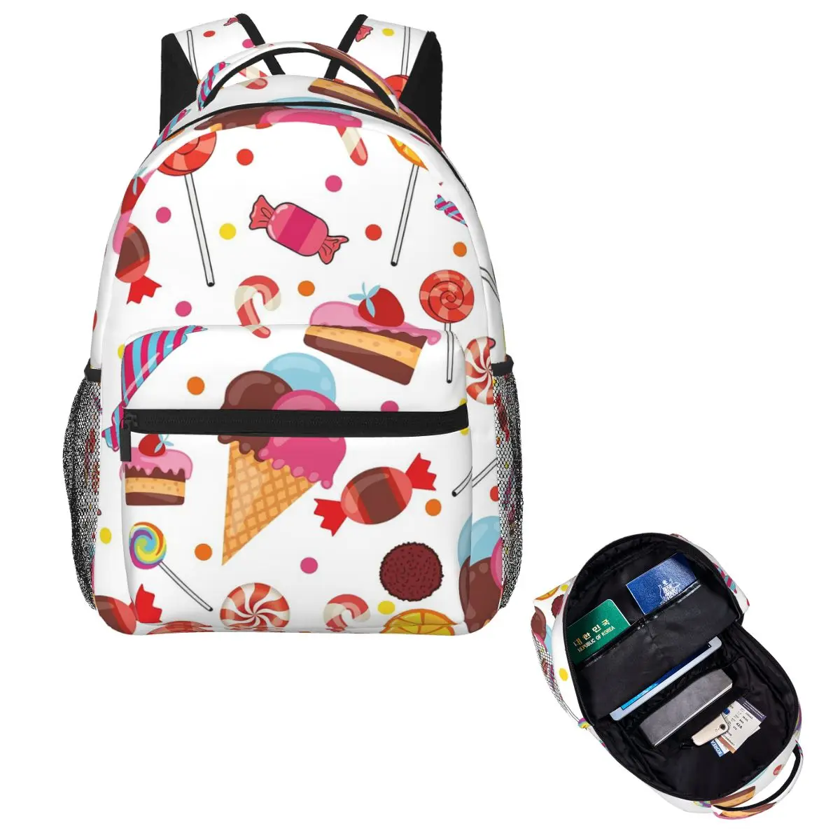 

Candy Pattern Backpack Hot Sale Daypack Large Capacity Children BookBag School Bag Shoulder Bags for Men Women