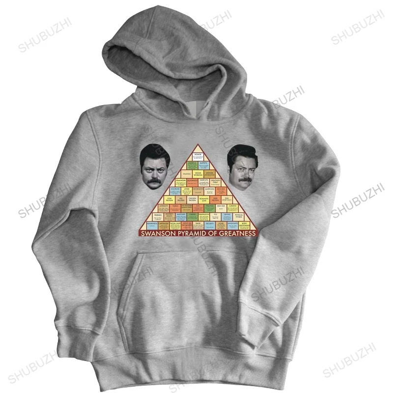 thin hoodie men hoody  Ron Swanson Parks And Recreation Pyramid Of Greatness mens mens shubuzhi hoodies Oversized