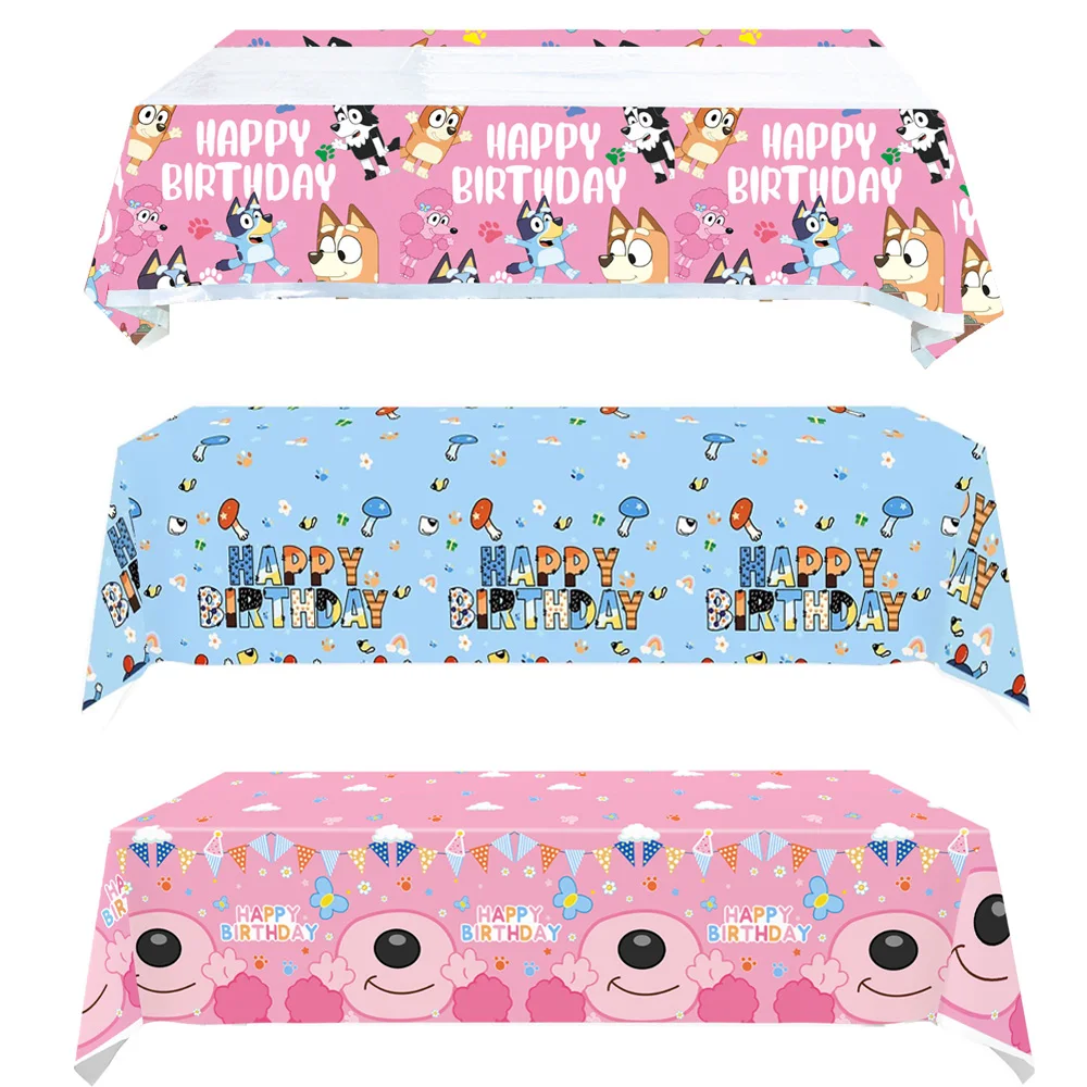 

Cartoon Pink Dog Disposable Tablecloth Birthday Party Decoration Table Cover for Kids Baby Shower Boys Girl DIY Party Supplies