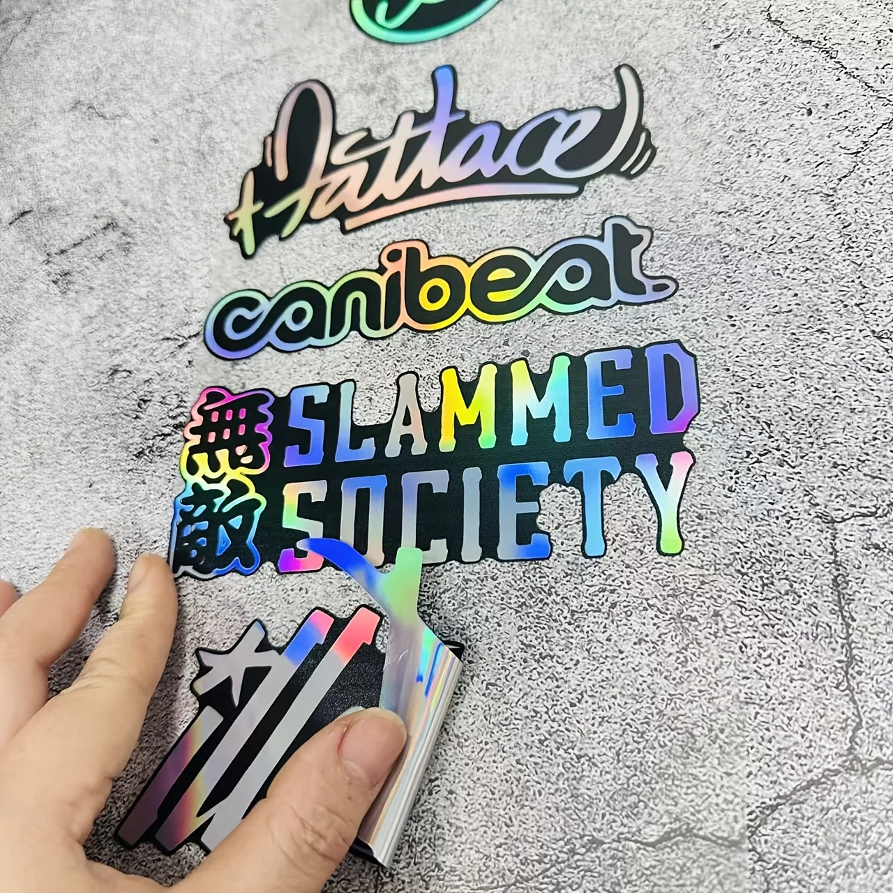 

1set JDM Holographic Anime Stickers Japanese Kanji Laser Vinyl Decal Waterproof Sun-Resistant for Car Motorcycle