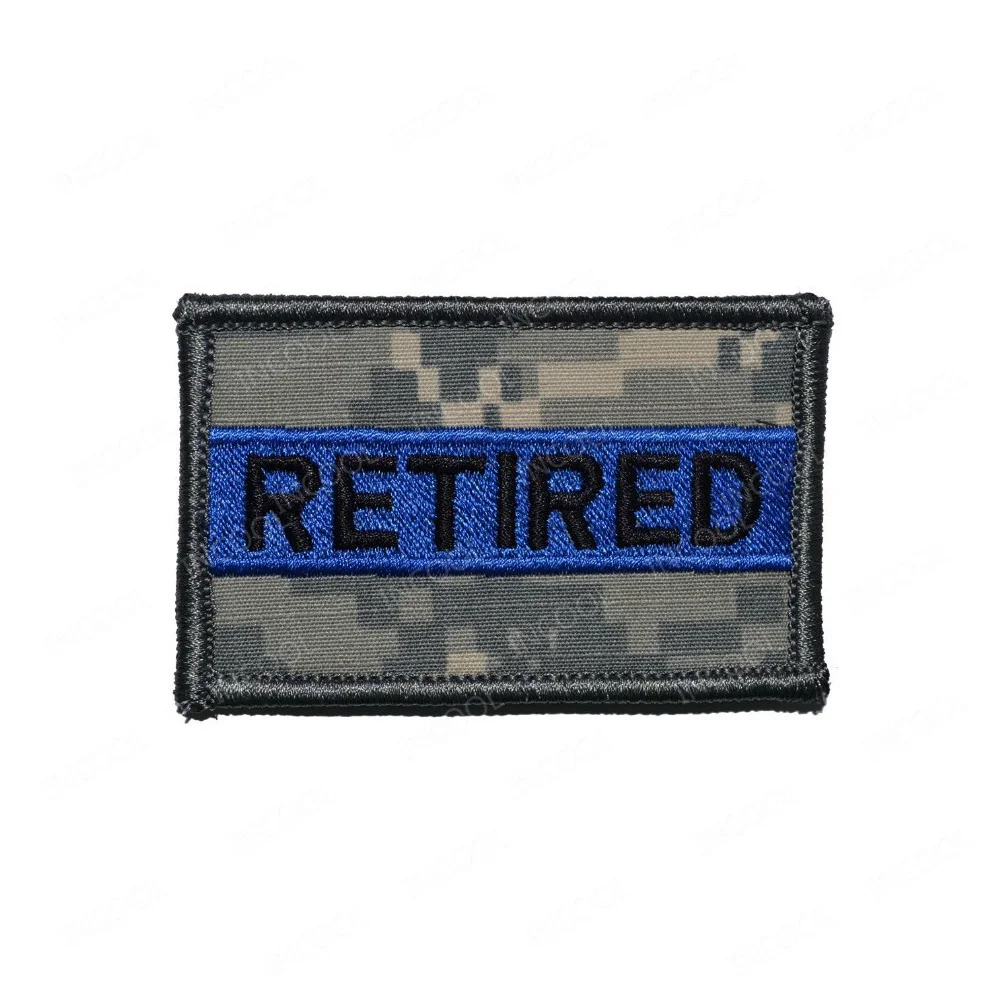 Retired Thin Blue Line Embroidery Patches Appliqued Sticker Chevron Strip Embroidered Patch For Clothing Backpack