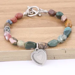 2pcs Stone Bracelet Making Accessories Fit 12mm Heart Cabochon Bracelets Base Setting Blanks Stainless Steel Diy Findings
