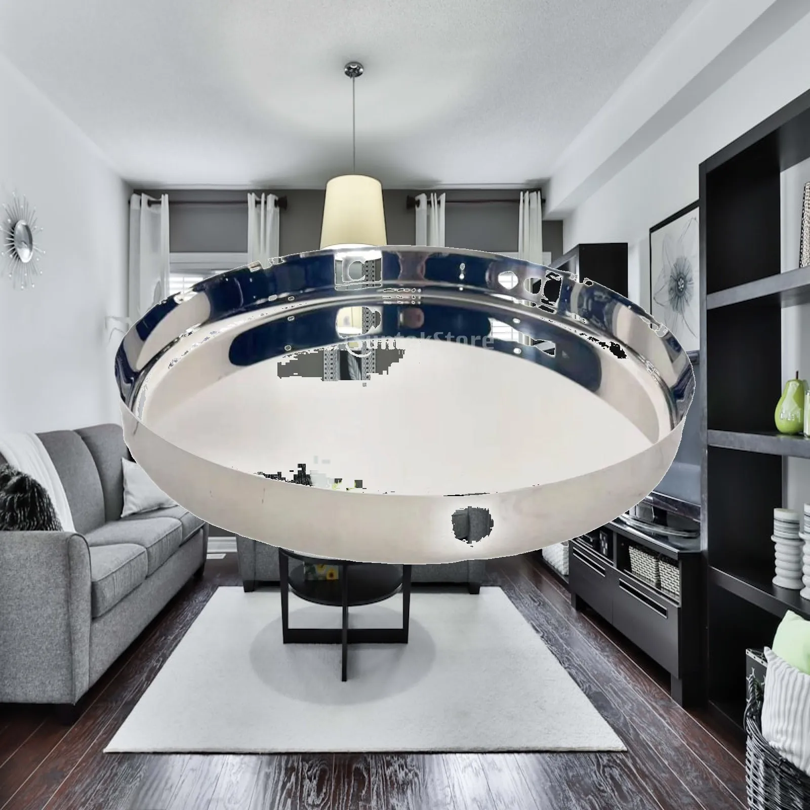Round Serving Tray Mirror Finish Serving Tray with Raised Rim Rust-Resistant Silver for Coffee Table, Kitchen Counter