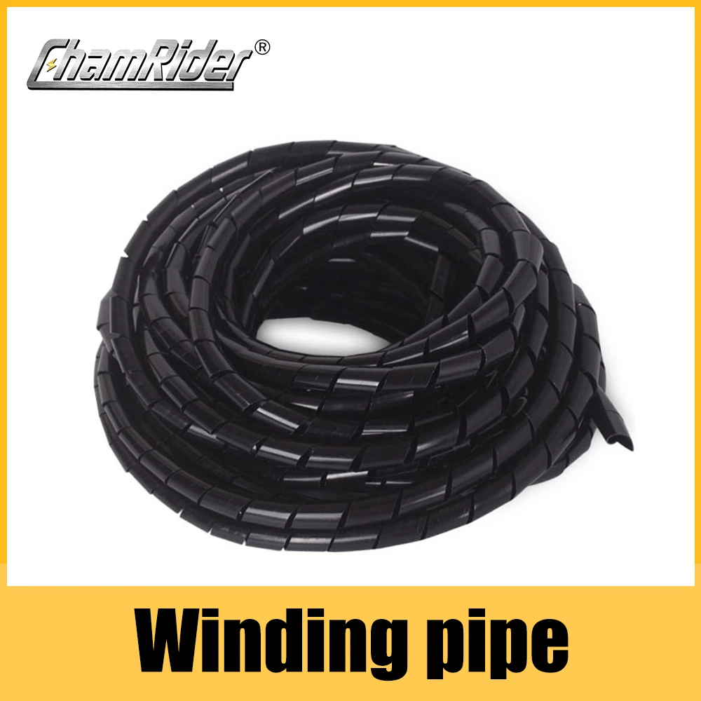 ChamRider-Long Spiral Cable Sleeves, Winding Pipe, White and Black, Diameter 10mm, Length 3M, 4M, 5m